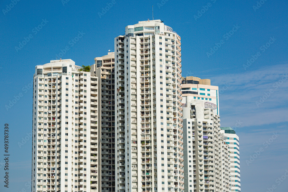 Condo at afternoons front the river background blue sky Condo at afternoons front the river background blue sky