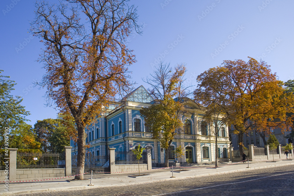 Beautiful mansion (press club of the Cabinet of Ministers of Ukraine) on the Institutskaya Street in Kyiv, Ukraine