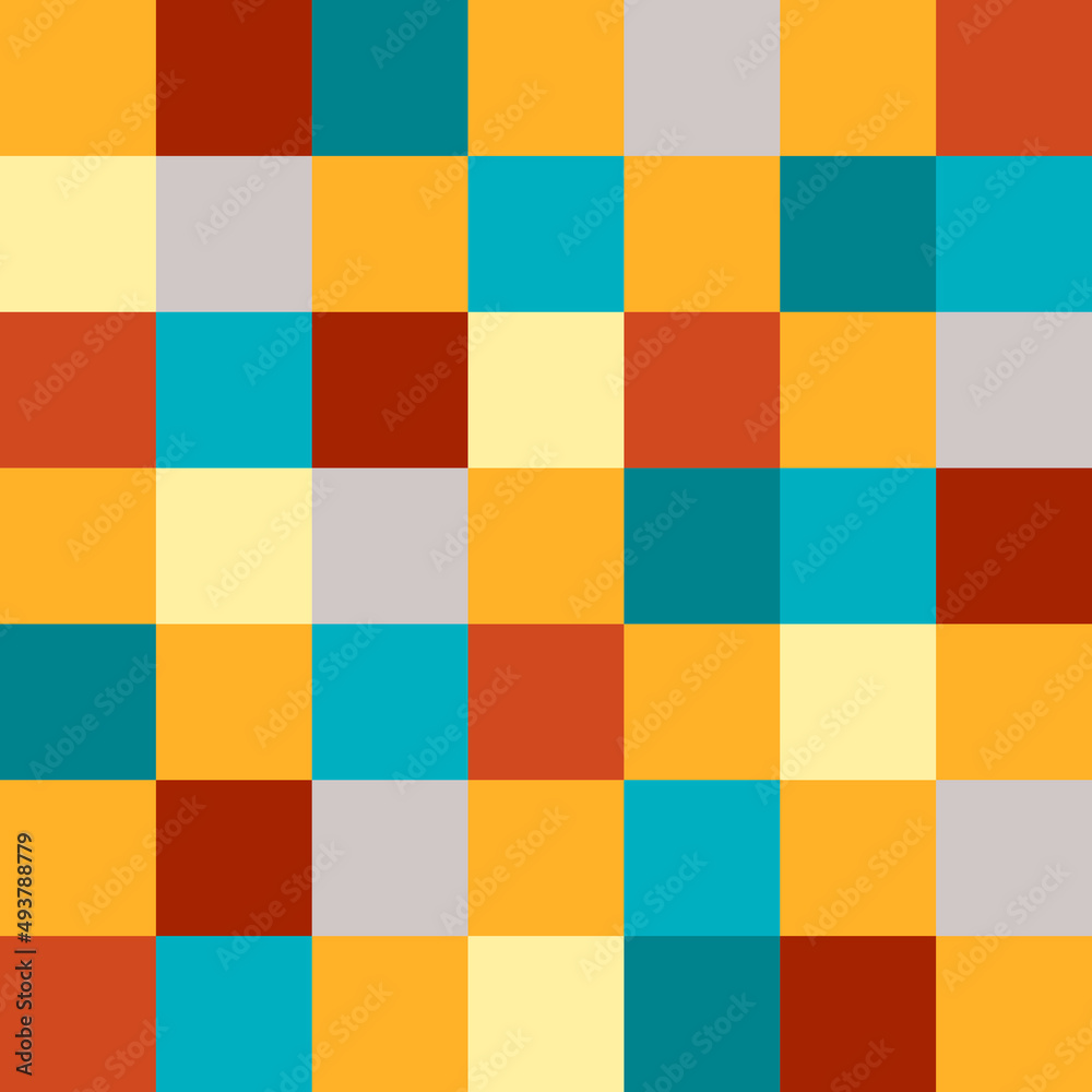 Modern abstract seamless pattern. 60s 70s style geometric background in retro colors. Scandinavian pattern .