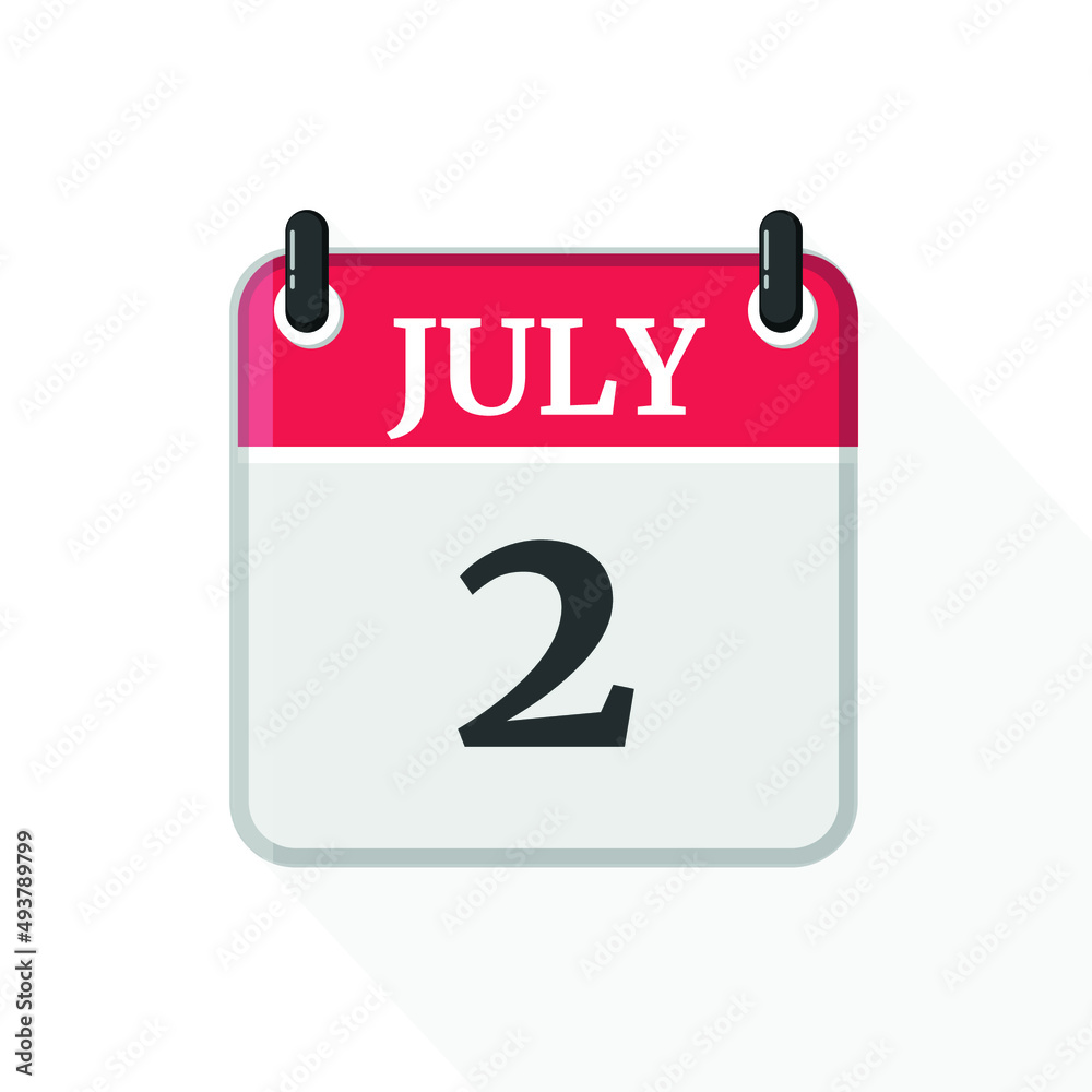 Fototapeta premium July 2. Calendar on white background.