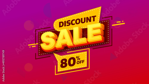 Sale banner template design with geometric background , Big sale special offer up to 80% off. Super Sale, end of season special offer banner. vector illustration.