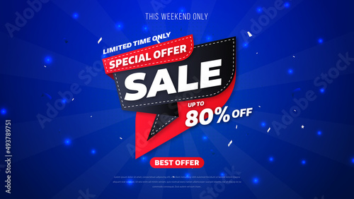 Sale banner template design with geometric background , Big sale special offer up to 80% off. Super Sale, end of season special offer banner. vector illustration.