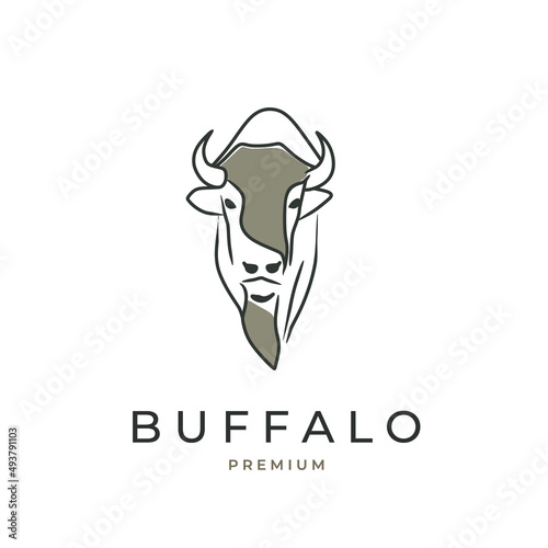 Buffalo head lineart illustration logo