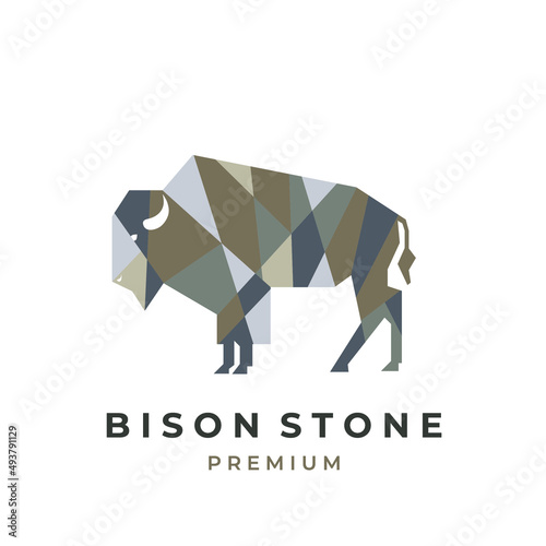 Bison stone geometric illustration logo