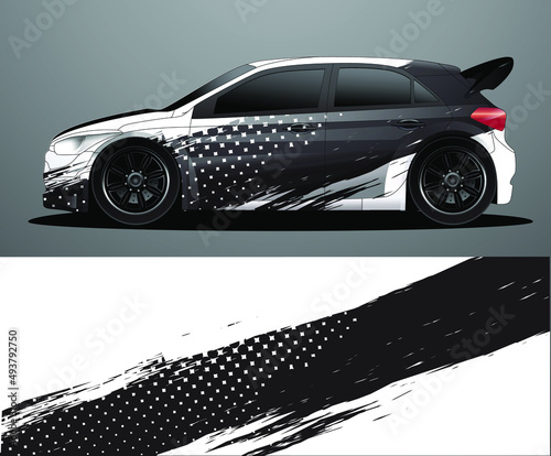 Rally car decal graphic wrap vector, abstract background
