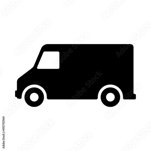 Van icon. Small freight transport. Black silhouette. Side view. Vector simple flat graphic illustration. Isolated object on a white background. Isolate.