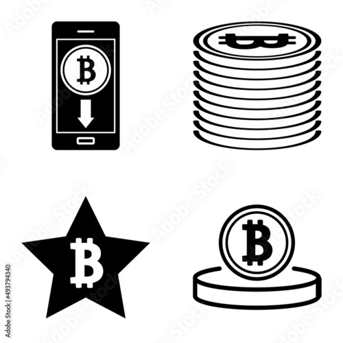 Bitcoins1-2 Flat Icon Set Isolated On White Background