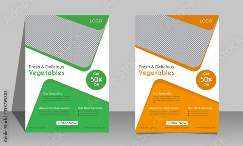 Fresh Vegetables Food Flyer Design Template, for Restaurant and Food Company.