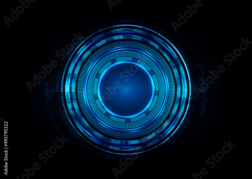 Abstract vector blue light circle technology concept background, vector illustration design