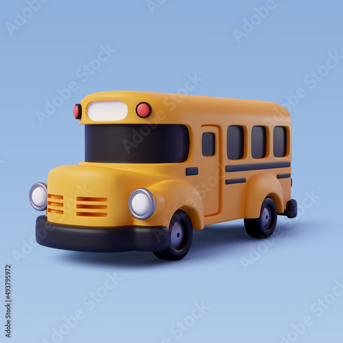 3d Vector of yellow School bus, back to school concept.