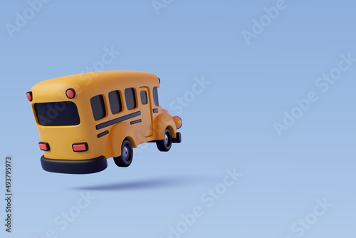 3d Vector of yellow School bus, back to school concept.