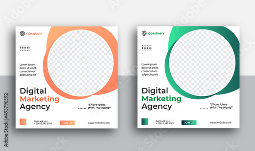 Professional Digital Marketing Agency social media post banner template set,Corporate social media banner