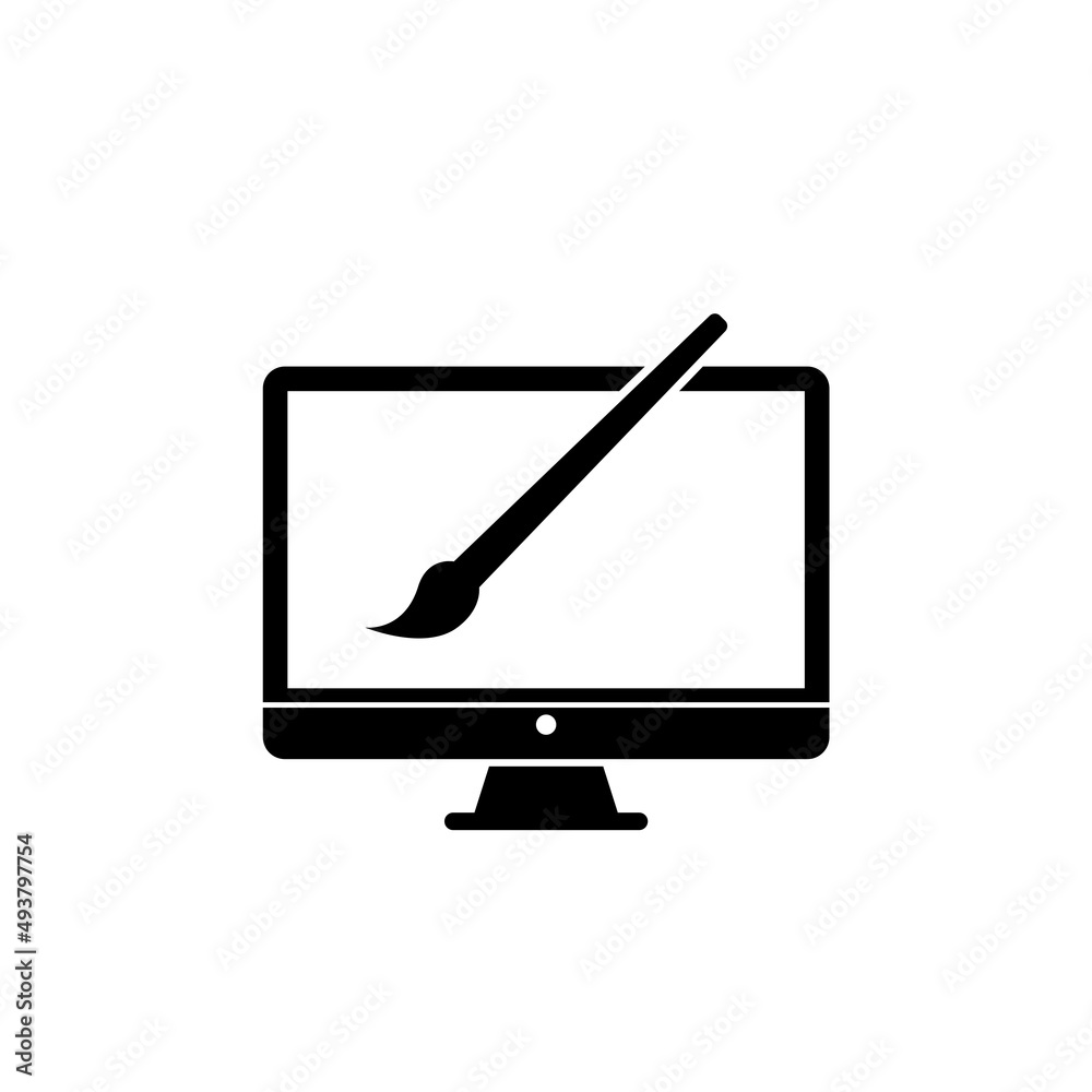 Web design icon. Monitor brush artist icon isolated on white background Web design icon. Monitor brush artist icon isolated on white background