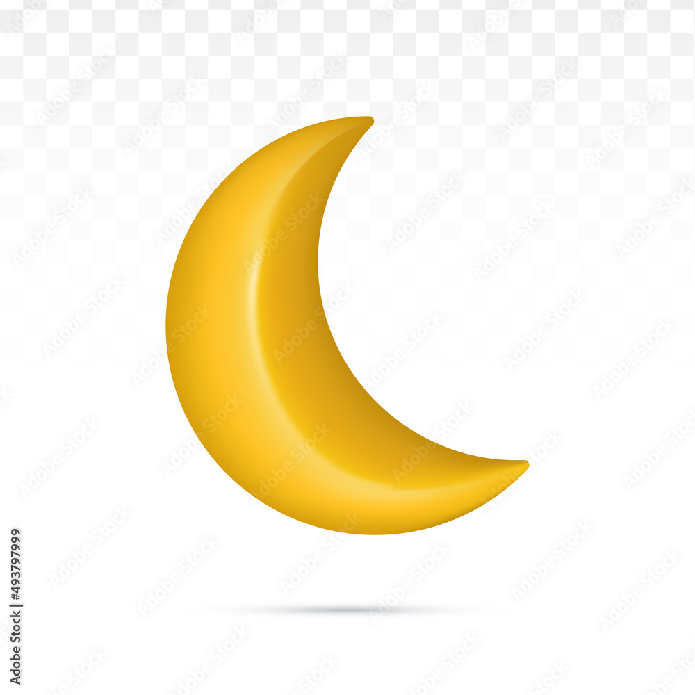 3d cute yellow cresent moon cartoon render style Free Vector 3d cute yellow cresent moon cartoon render style Free Vector