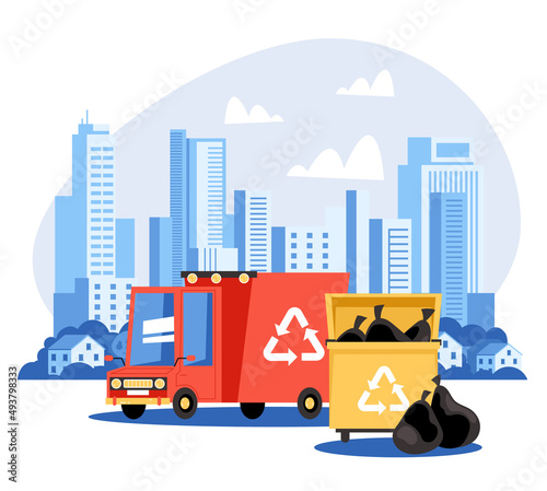 Recycling car garbage graphic design element illustration