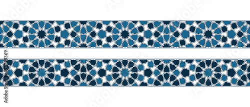 Set of borders of Islamic pattern for Ramadan greetings cards and templates. Vector illustration.