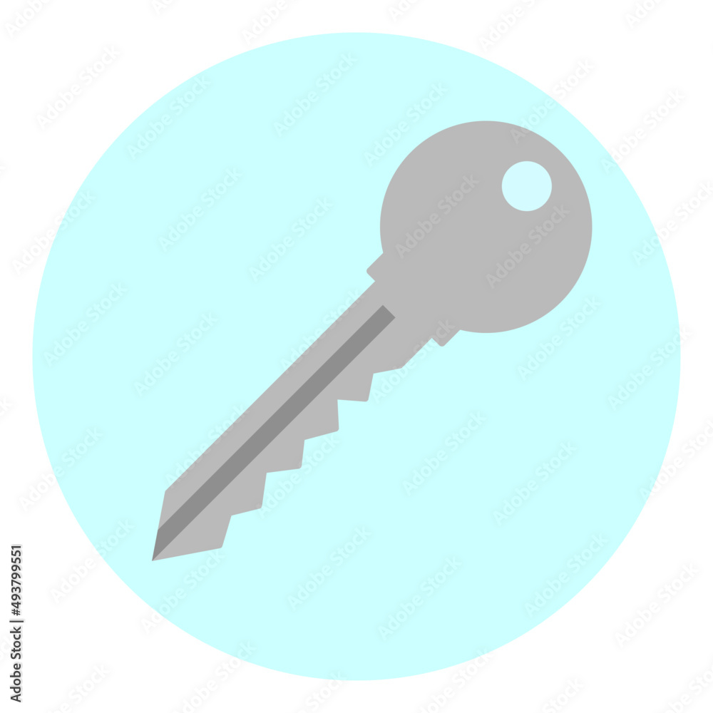 Key on blue circle background simple flat design Key on blue circle background simple flat design
