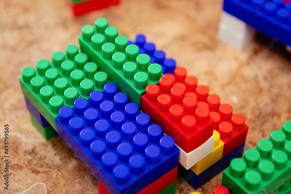 Children's colored plastic construction kit. Children's colored plastic construction kit.