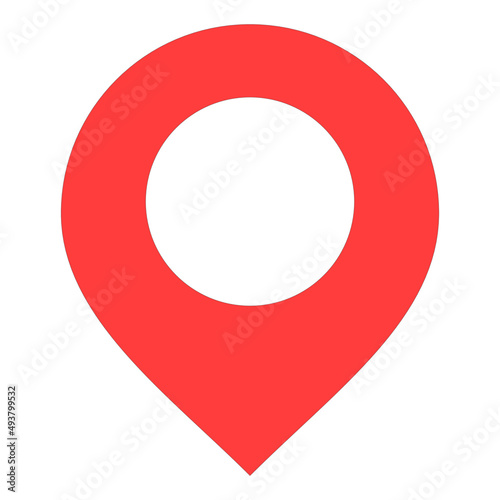 Red pin symbol, flat simple design for web