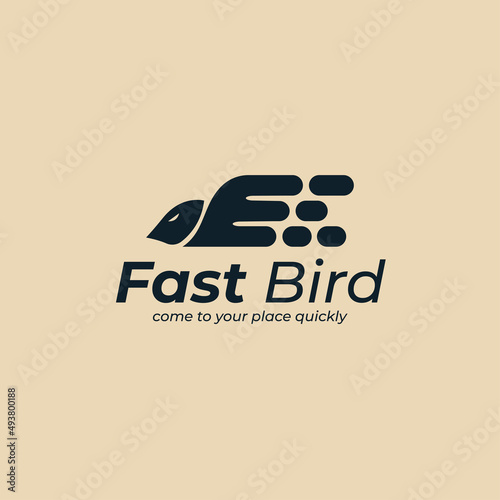 Fast bird logo design inspiration. Minimalist delivery services logo template. Vector Illustration