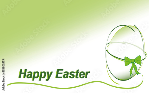 Hintergrundbild mit Osterei in lebendigen Grüntönen und Text Happy Easter. Vektordatei