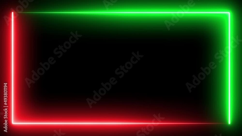 Wallpaper Mural Square frame moving color neon light green with purple. 4K Footage. Torontodigital.ca