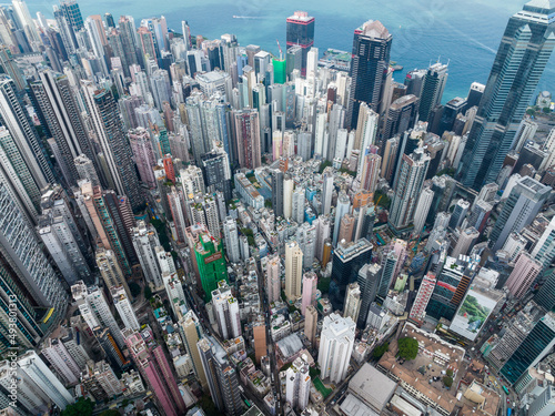 Top down view of Hong Kong business district