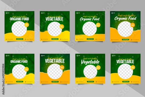 organic food menu social media banner template  set 