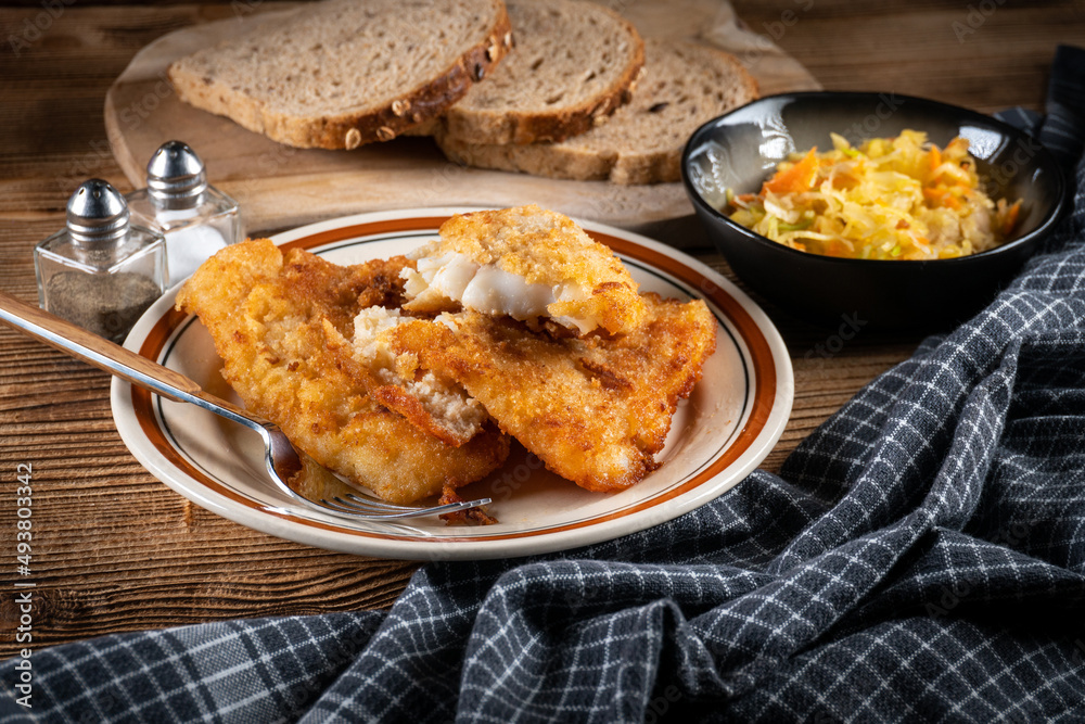 Fried cod fillet. Fried cod fillet.
