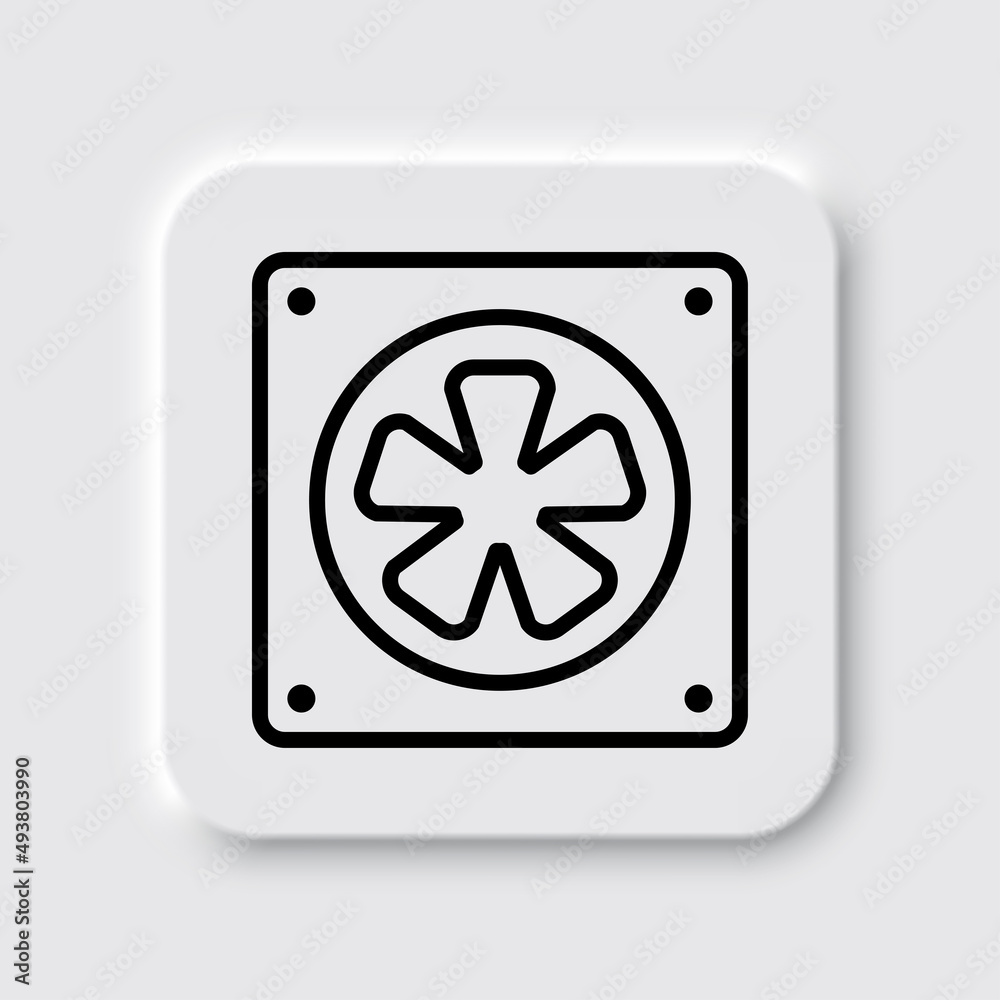 Cooler, pc simple icon. Flat desing. Neumorphism design.ai Cooler, pc simple icon. Flat desing. Neumorphism design.ai