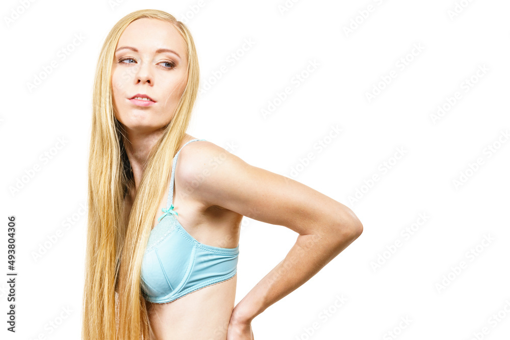 Girl long blond hair wearing bra Girl long blond hair wearing bra