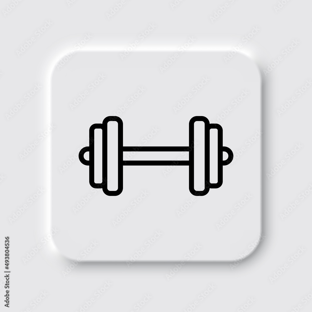 Dumbbell simple icon vector. Flat desing. Neumorphism design.ai Dumbbell simple icon vector. Flat desing. Neumorphism design.ai
