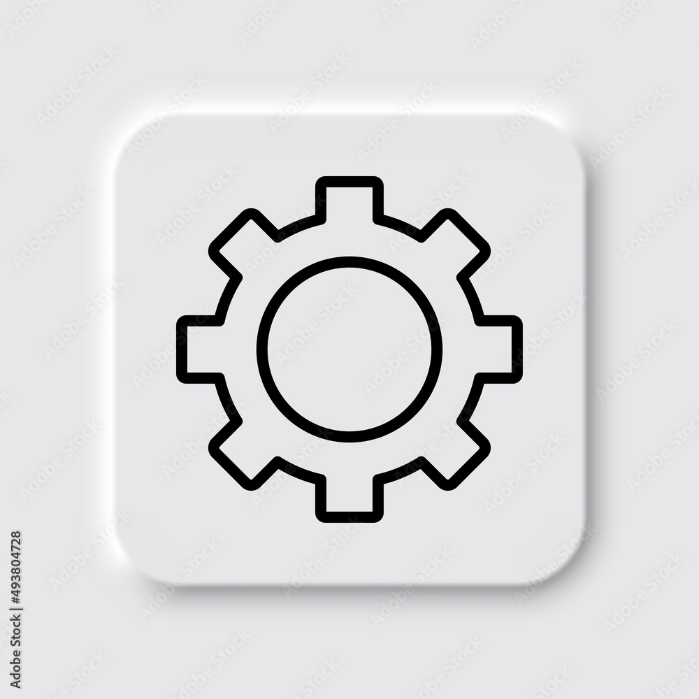 Gear simple icon vector. Flat desing. Neumorphism design.ai Gear simple icon vector. Flat desing. Neumorphism design.ai