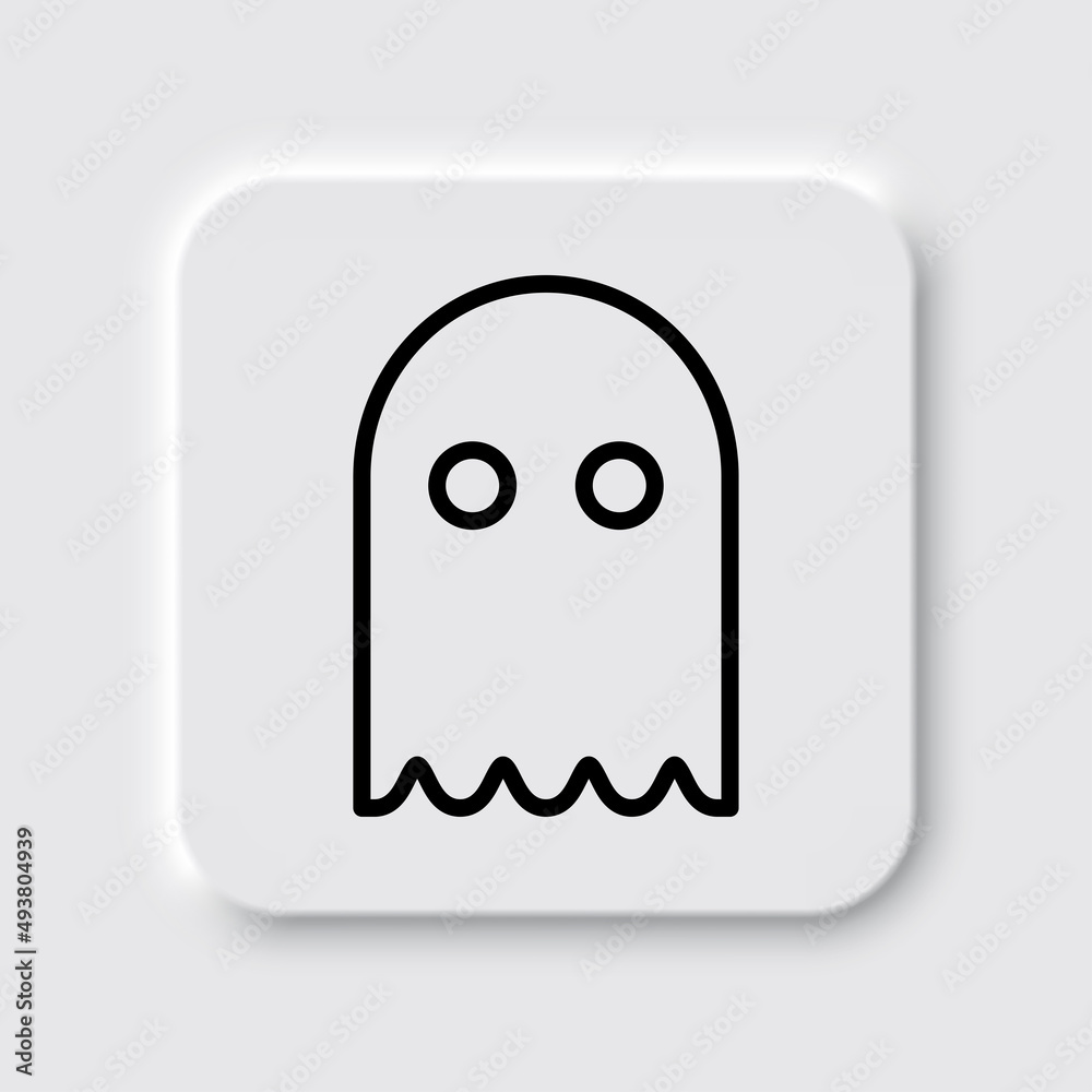 Ghost simple icon. Flat desing. Neumorphism design.ai Ghost simple icon. Flat desing. Neumorphism design.ai