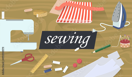 Sewing background - tailoring fashion clothes