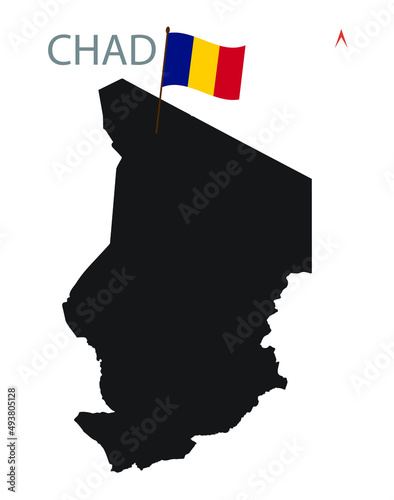 Chad Map with Province. Silhouette Map of Chad Vector Illustration
