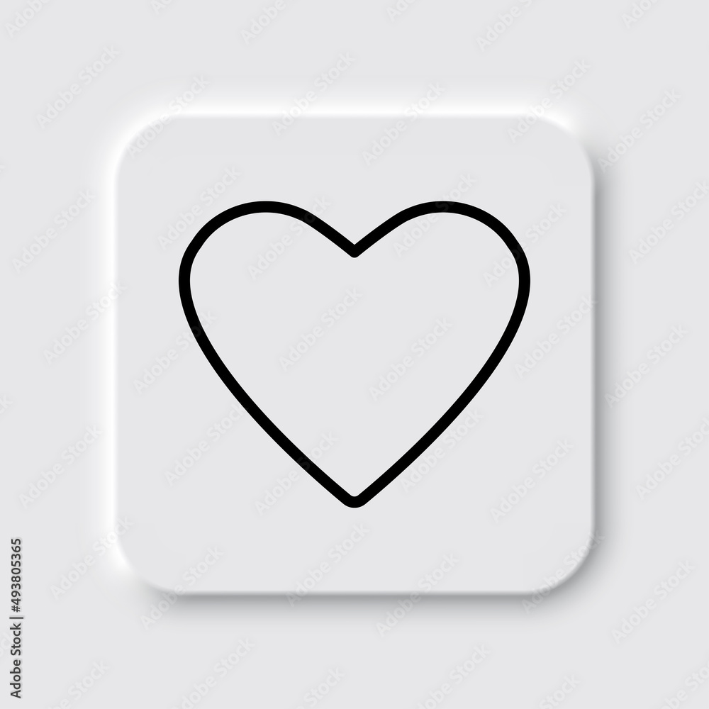 Heart vector simple icon. Flat desing. Neumorphism design.ai