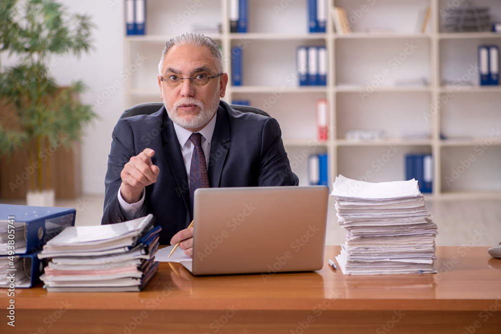 Old male employer and too much work in the office Old male employer and too much work in the office