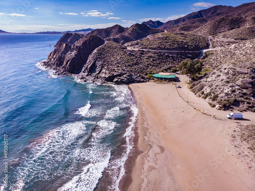 Sea coast landscape in Murcia Spain. Aerial view photo