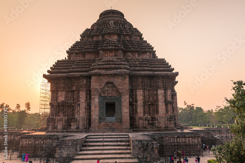 800 year old Sun Temple, Konark Odisha, India. Designed as a chariot consisting of 24 wheels which are sundials to measure movement of sun and planets. Unesco World Heritage Site. photo