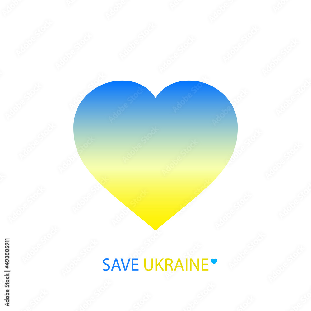 Ukraine sign gradient heart. Vector isolated on white background. Concept of freedom. Symbol of love - blue and yellow color