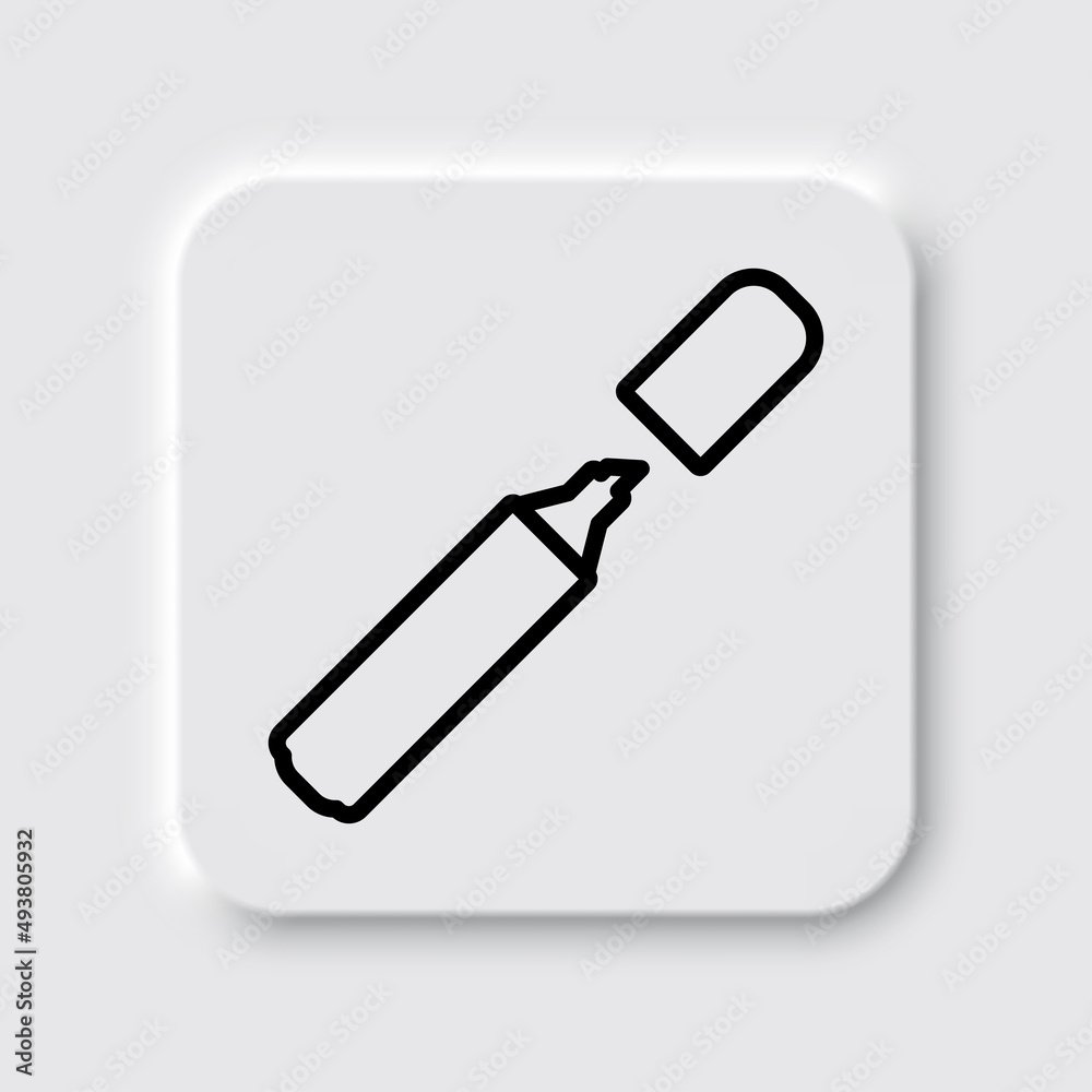 Marker, highlighter simple icon. Flat desing. Neumorphism design.ai Marker, highlighter simple icon. Flat desing. Neumorphism design.ai