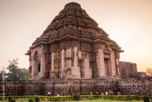 800 year old Sun Temple, Konark Odisha, India. Designed as a chariot consisting of 24 wheels which are sundials to measure movement of sun and planets. Unesco World Heritage Site. photo