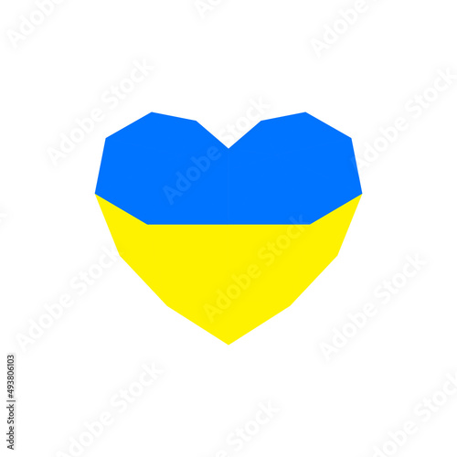 Ukraine sign heart. Vector isolated on white background. Concept of freedom. Symbol of love - blue and yellow color