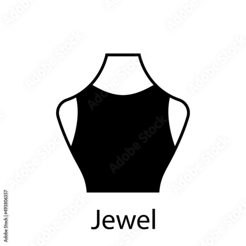 Jewel of Fashion Neckline Type for Women Blouse, Dress Silhouette Icon. Black T-Shirt, Crop Top on Dummy. Trendy Ladies Jewel Type of Neckline. Isolated Vector Illustration