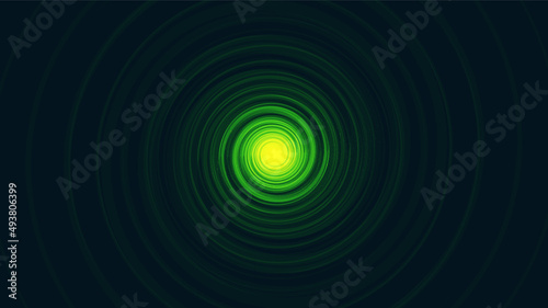 Green Comic Spiral Black Hole on Soft Blue Galaxy Background