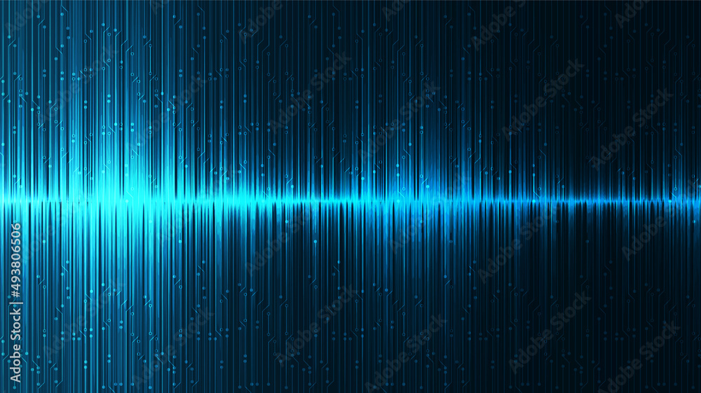 Blue Equalizer Digital Sound Wave Background,technology and earthquake wave diagram concept,design for music studio and science,Vector Illustration.