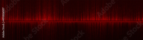 Panorama Dark Red Sound Wave Background,technology and earthquake wave diagram concept,design for music studio and science,Vector Illustration.