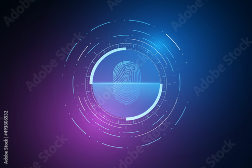 scan fingerprint  Cyber security and password control through fingerprints  access with biometrics identification