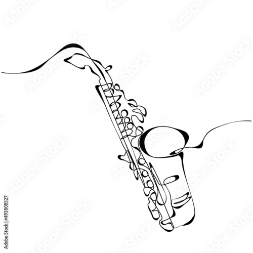 Saxophone continuous line vector illustration